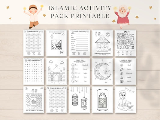 Islamic Activities Printable, Islamic Kids Activity, Islamic Coloring, Muslim kids Activity, Islamic Word Search, Islamic Worksheets